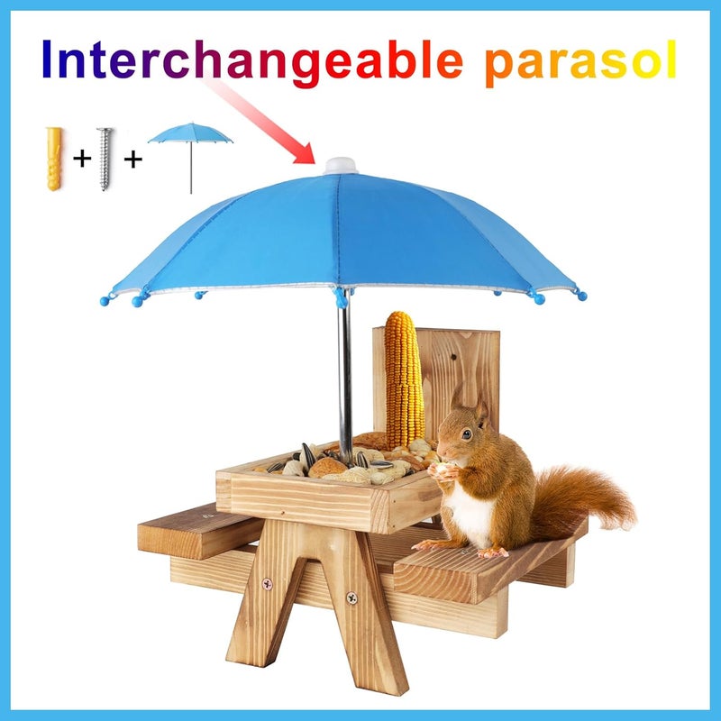 Gnodry Squirrel Picnic Table Feeder Replacement Mini Umbrella for Outside (Blue) - Image 3